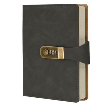 Imagem de LUMAI Caderno Diário com Cadeado e Senha A5 288 Páginas Capa Couro Sintético Pautado Agenda Privado Feminino Masculino Anotações Escola Trabalho Viagem Segredo Pensamentos (Preto)