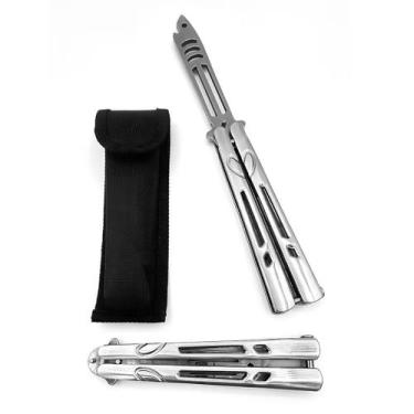 Imagem de Canivete de Treino Tubarão Prata Butterfly Aço Inox BSL-1 para Prática