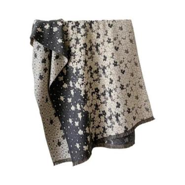 Imagem de Lenço De Pashmina Engrossado Floral De Dois Lados Feminino Xale De Cax