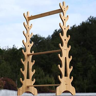 Imagem de Suporte de espada suporte de piso de várias camadas para espadas, suportes de exibição de armas verticais de 4/5/6/9/16 / para pendurar espadas, prateleiras para flautas, canas de pesca para katanas