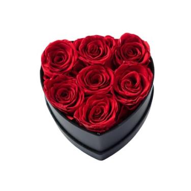 Imagem de Caixa de flores eternas, dia dos namorados, dia das mães, presente de rosa de aniversário (trompete de flores eternas, caixa de 7 corações)