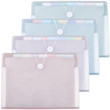 Imagem de CRASPIRE Pasta de arquivo expansível colorida com 5 bolsos com abas coloridas, organizador de arquivos sanfonado, fecho elástico, papel tamanho carta A4, documento de recibo portátil para escola