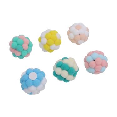 Imagem de Bola de Brinquedo de Gato de 6pcs de Pelúcia, Aumento do Exercício de Gato Construído Em Sinos de Som de Som e Dentes Limpos de Dentes Interativos CHEW Toy Ball para Gatinhos