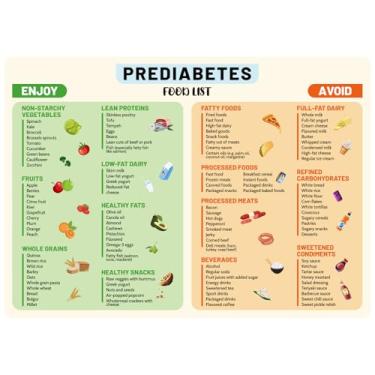 Imagem de BOXOB Pôster da lista de alimentos para pré-diabetes, 35,5 x 25,4 cm, ímã magnético macio de geladeira tipo 2, diabetes e pré-diabéticos, antiinflamatório, tabela de dieta com baixo teor de açúcar