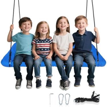 Imagem de Balanço de árvore retangular gigante de 152 cm para crianças e adultos, balanço de árvore grande resistente de 362 kg com moldura de aço durável