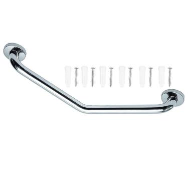 Imagem de Barra Alça De Apoio Angular Inox 25cm Acessibilidade Idoso Gestante Box Banheiro Vaso Previne Queda