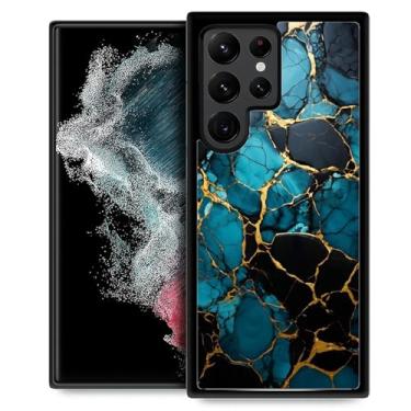Imagem de DAIZAG Compatível com Samsung Galaxy S24 Ultra, Azul Preto Dourado Mármore Slim À Prova de Arranhões Design Pattarn para Meninos Meninas Capa Protetora para Samsung Galaxy S24 Ultra