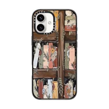 Imagem de CASETiFY Impact capa para iPhone 16 Plus [4 vezes acima do teste contra quedas de grau militar/proteção contra quedas de 2,5 metros/compatível com Magsafe], Bookshelf Garden by KT's Canvases, preto