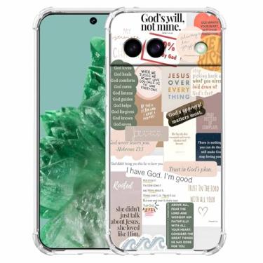 Imagem de malegaon Versículos da Bíblia com citações de Jesus Cristão Padrão de Colagem, Capa de Telemóvel TPU Macio para Google Pixel 8a