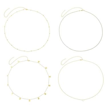 Imagem de Ipotkitt 4 peças de cintas de latão em camadas com pingentes de liga dourada, várias camadas, correntes de barriga para joias, corpo, saia de praia, acessórios de sobretudo