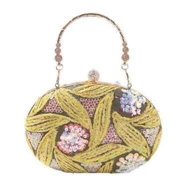 Imagem de zaoalife Bolsa para banquete noturna com lantejoulas com glitter, bolsa clutch bordada, bolsa tiracolo portátil brilhante bolsa de ombro para mulheres, Amarelo