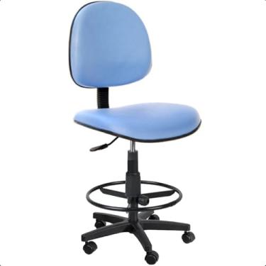 Imagem de Cadeira Caixa Alta Executiva de Escritório Courvin Azul Claro Rodízios Aro de Aço Ergonômica - Home Gourmet