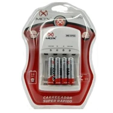 Imagem de Carregador De Pilha 4 Pilhas Palito Aaa Recarregável Mox