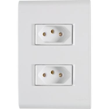 Imagem de Conj 4x2 2 Tomadas 2p+t Tramontina 20 A 250 V Liz Branco