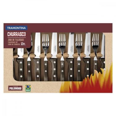 Imagem de Jogo de Talheres Jumbo Tramontina Churrasco Polywood 12 Peçs