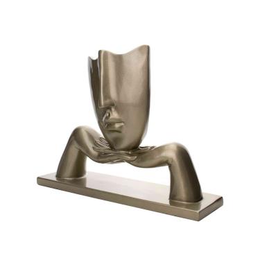 Imagem de Escultura Decorativa Com Base Descanso Ouro Velho Fosco 23x30 Cm - D'rossi