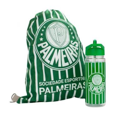 Imagem de Kit Palmeiras Garrafa 450ml e Mochila Saco Oficial  Torcedor, Escolar,