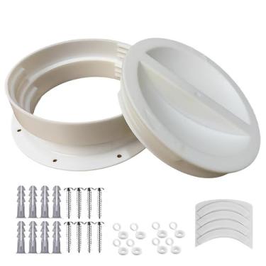 Imagem de MaiTianna 1 conjunto de conectores de montagem de parede de tamanho duplo para ventilação CA portátil, compatível com mangueira de 15,8 e 16,5 cm, plugue de cobertura incluído (branco)