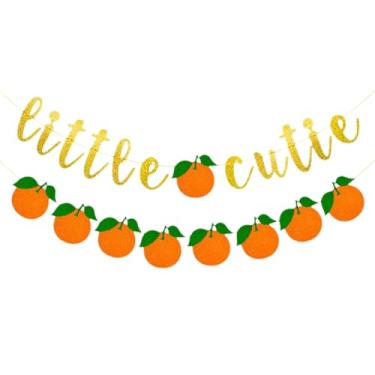 Imagem de hhdatc Banner a Little Cutie com tema laranja cítrica, faixa de feliz aniversário, decoração temática de frutas doces para chá de bebê