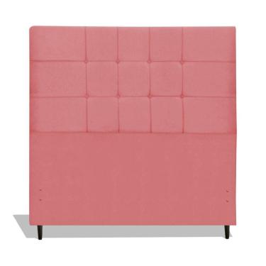 Imagem de Cabeceira Estofada Box Casal King Size Encosto Para Cama Barcelona 195x126 CM Rosa 