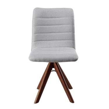 Imagem de Cadeira Giratória com Assento Estofado e Base em Madeira Maciça – Chanel Exclusiva Linho Alumínio