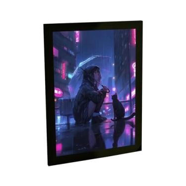 Imagem de Quadro Decorativo Anime Garota Na Chuva Ilustração Cyberpunk Games