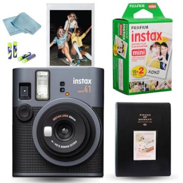 Imagem de FUJIFILM Pacote de câmera de filme instantâneo Mini 41 – Câmera fotográfica instantânea com mini filme Fujifilm (20 folhas), álbum de fotos, baterias, pano de limpeza e acessórios – Ótimo presente