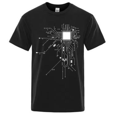Imagem de Camiseta Unissex Diagrama de circuito Processador Nerd Geek algodão fi