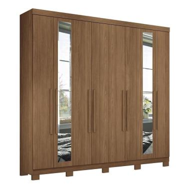 Imagem de Guarda Roupa Casal Master New 8 Portas Jatobá Com Espelho E Pés - Santos Andirá Jatobá
