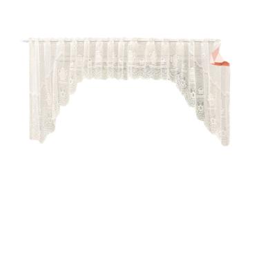 Imagem de Cortina Bando Renda Cascata Cozinha Bule Bege 3,15x1,00
