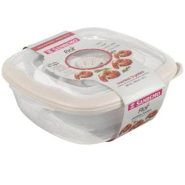 Imagem de Kit 3 Potes Hermético Quadrado Plástico Válvula Sanremo , Cinza