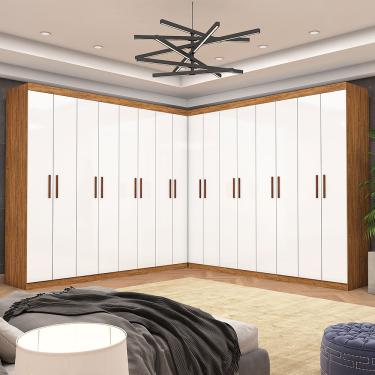 Imagem de Closet Casal Duplo Rubi Premium 16 Portas 8 Gavetas Carioca Móveis - Cinamomo Branco