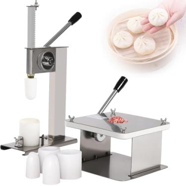 Imagem de Baozi Maker Máquina De Fazer Pão Semi-automática Aço Inoxidável Cozido No Vapor Pão Recheado Fazendo Molde Conjuntos De Ferramentas De Cozinha, Para Restaurante Comercial Cozinha Doméstica