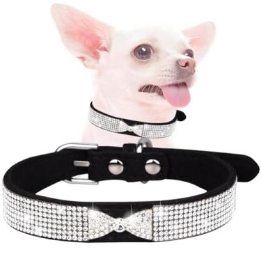 Imagem de Coleiras de diamante para cães pequenos, coleiras de cachorro de strass com laço, coleiras de gato de cristal brilhantes brilhantes para meninas, animais de estimação, PPP, PP, pequeno, médio, grande