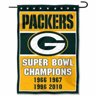 Imagem de Bandeira de jardim dupla face WinCraft Green Bay Packers 4 vezes Super Bowl Champions