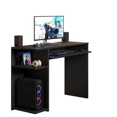 Imagem de Mesa Gamer Para Computador Com Suporte Para Teclado Deslizante E Bordas Coloridas (Preto)