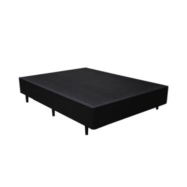 Imagem de Cama Base Box Casal Couro Sintético. RC 188x138 (Preto)