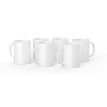 Imagem de Cricut Caneca em branco, revestida de cerâmica, caneca segura para lava-louças e micro-ondas para decorar, caneca Cricut Press e tinta infusível, caneca de sublimação de 443 ml, ideal para artesanato e impressão, 6 unidades, branca
