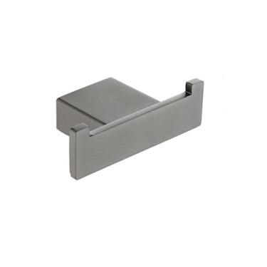 Imagem de Conjunto de banheiro com barras duplas para toalhas cinza - Cabide com porta-papel e saboneteira | Acessórios de 3 peças, gancho duplo