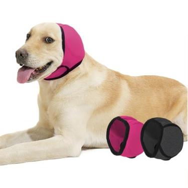 Imagem de SEIS Capa calmante para orelhas de cachorro, touca de natação impermeável para animais de estimação, touca de banho para cães grandes para proteção de ouvido para banho e cuidados pessoais (rosa, P