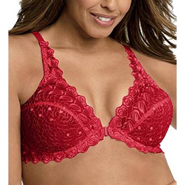 Imagem de Valmont Sutiã feminino sexy e rendado com aro confortável, Vermelho, 38B