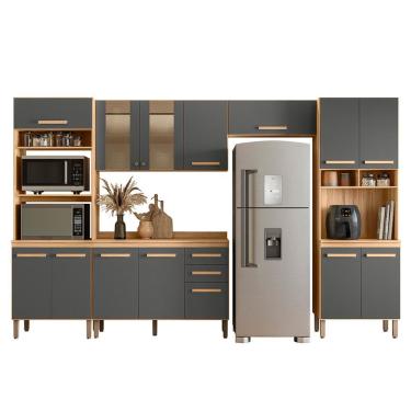 Imagem de Cozinha Modulada Intenza Zoe 5 Peças - Nicioli Freijó/Chumbo