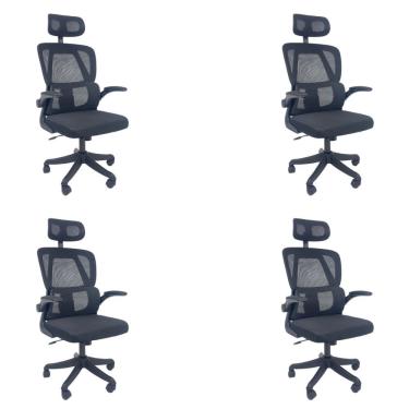 Imagem de Kit 4 Cadeiras de Escritório Presidente Executiva Oficial Legacy Preto