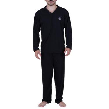 Imagem de Pijama de Inverno Blusa de Frio Masculino Manga Longa Calça Comprida- 