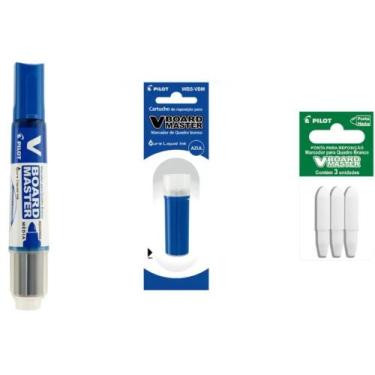 Imagem de Kit Marcador Para Quadro Branco + Refil + Ponta PILOT V-Board Master, 