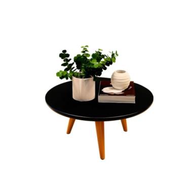 Imagem de Mesinha De Centro E Lateral Apoio Para Sala Tripe Redonda Retro(Preto)