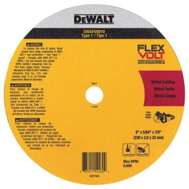 Imagem de DISCO CORTE DEWALT FLEXVOLT 9POL 9x5/64x7/8 230x2x22,23MM