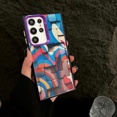 Imagem de MVVKKY para Samsung A56 Luxury Colorful Block Phone Case Pc Plating Cover (para Samsung A56/Purple CaiMoF)