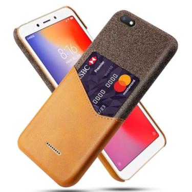 Imagem de Capa para Xiaomi Redmi 6A,Tela e tampa de couro PU,Antideslizante,360°cobertura completa à prova de choque com 1 slot de cartão atrás,Prevenção de queda-Brown