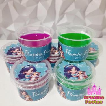 Imagem de Kit 10 geleca slime Personalizada jasmini - Orvalho Festas